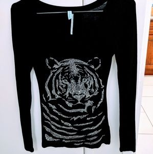 Guess by Marciano Studded Black Long Sleeve Top